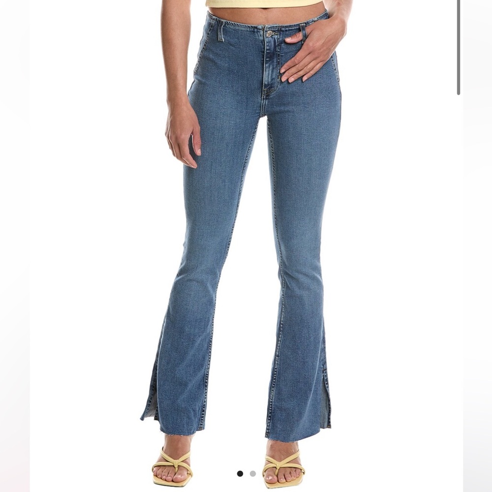 Free People Level Up Slit Bootcut Sunburst Blue Fl